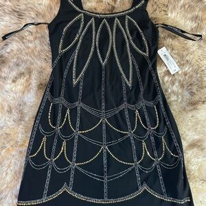 NWT Bisou Bisou Size 8 Black Tank Mini Dress with intricately designed sparkle